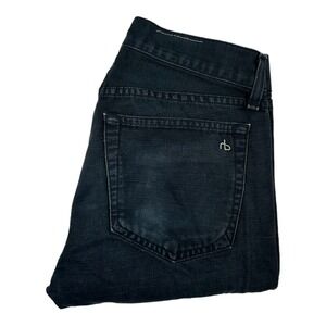 Rag & Bone Faded Wash Black Button Fly Fit 2 Slim Leg Jeans Size Mens 29X34